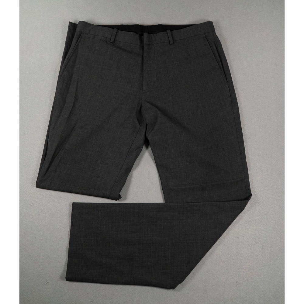 Theory Mens Marlo New Tailor 2 Slim Straight Virgin Wool Pants Charcoal Grey 33